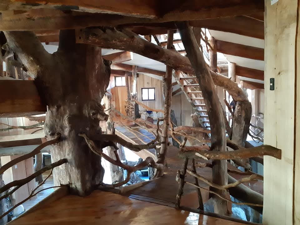 Interior cálido de una construcción rústica de alto confort